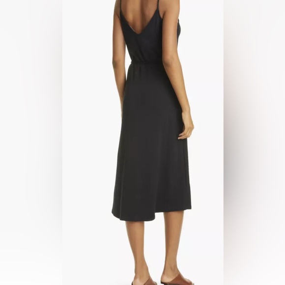 AYR Black Midi V Neck Wrap Dress Size Small - Picture 2 of 10